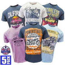 Men's Printed T-Shirt Assorted 5 Pack 100% Cotton Heavy Blend Stretchy Tees Tops