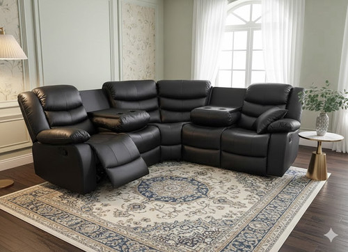 Black leather corner - black,