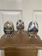3 Ornate Decorative Ceramic Eggs