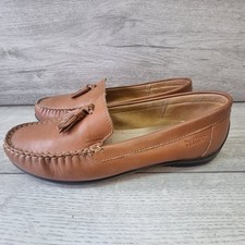 Hotter Charm Womrns Tan Brown Leather Loafers Shoes Tassle Slip On Uk 6 EU 39