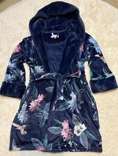 Ted Baker Girls' Navy Floral Dressing Gown with A Hood Age 7-8 Excellent Cond