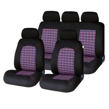 9 Piece Tartan Chequered GTI Look Seat Covers For FIAT Brava Bravo Punto Panda