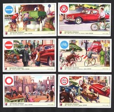 Road Signs & Traffic Control Lavazza Coffee Card Set 1950s Classic Cars Cycling