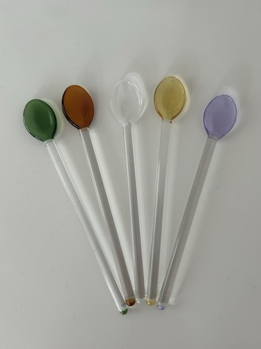 Set coloured glass spoons - 5,