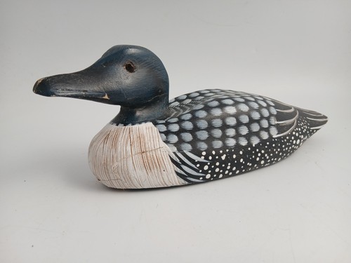 Hand carved loon decoy - carved,