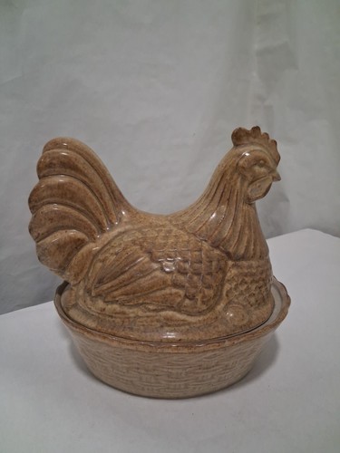 Vintage brown glazed chicken - brown,