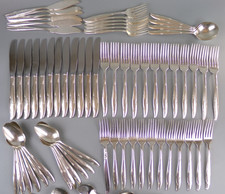 ONEIDA Community Cutlery Set SILVER FLOWER. 12 x Knives Forks Spoons. Plated VTG