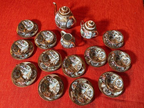 Japanese kutani style tea set - japanese,