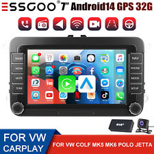 DAB+ 32G CarPlay For VW GOLF MK5 MK6 7" Android 14 Car Stereo Radio GPS WIFI+AHD