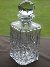 Webb Corbett  Cut Crystal Slice Cut Pattern   Square Spirit Decanter  - Ex Cond