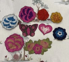 Vintage Embroidered Flowers Heart Motifs Patches Crafting Flower Embroidery 