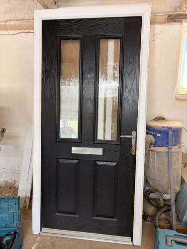Black front entrance door - front,