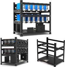 MC036 Fit 12 GPU Test Bench, Local LLM AI Computer Case, Crypto Mining Rig Frame