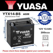 AGM Motorbike Battery for BMW GS Adventure F800 F800GS R1200GS ST Genuine YUASA