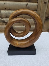 Swirl Figure Sculpture 29cm Tall, Spiral Art, Black Base