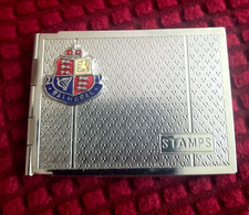 Vintage Chrome STAMP CASE Engine Turned 'BALMORAL' Enamel Badge Postage