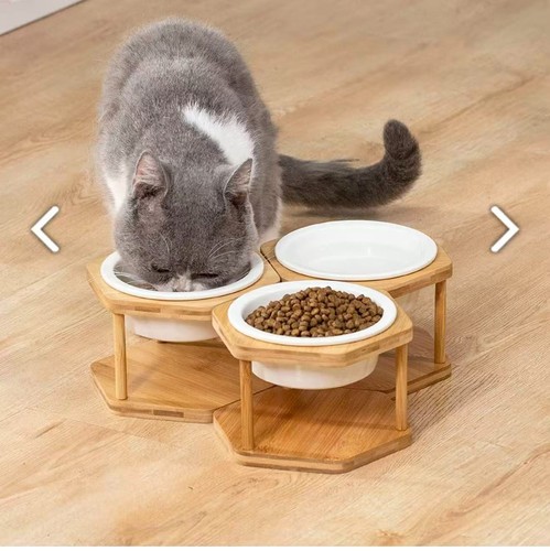 Elevated bowls bamboo stand - elevated,
