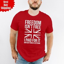 Freedom Isn't Free T Shirt British Army Forces Veteran Printed UK Flag Gift Tops