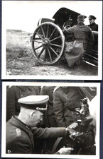 I12/21 WW2 ORIGINAL 2x PHOTOS OF GERMAN WEHRMACHT ARTILLERY FIELD GUN CREW
