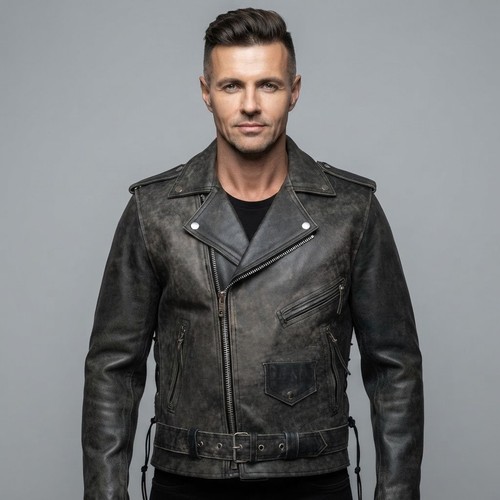 Men distressed grey leather - men's,