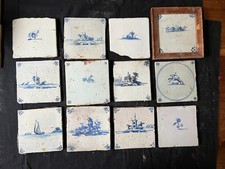 collection of 12 antique dutch delft tiles 17-18 century