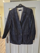 Marks & Spencer Ladies Denim linen cotton Dark Blue Blazer Jacket Size 16