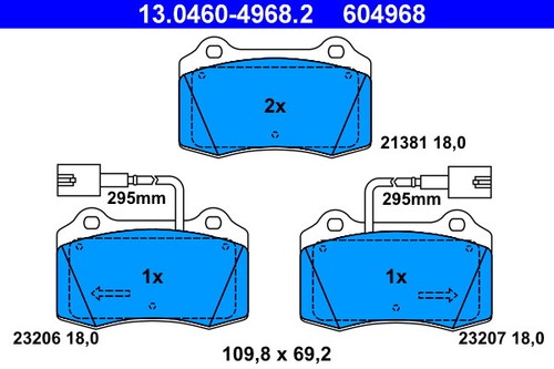 Ate 0460 4968 brake pad - ate, 13.0460-4968.2