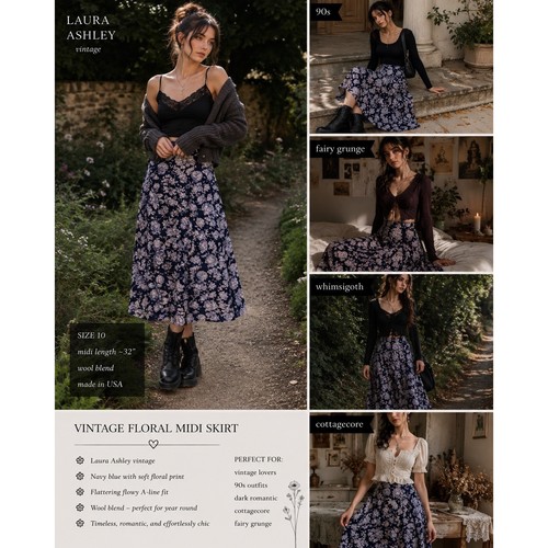 Vtg laura ashley floral midi - ashley,