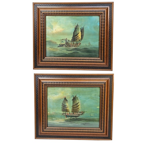 Vintage pair chinese junk ship - pair,