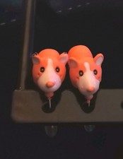 3d Polymer Biting Buddy Cute Fun Peach White Hamster Guinea Pig Stud Earrings 