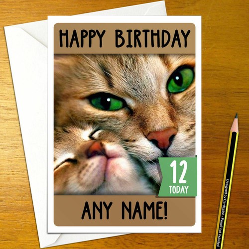 Cute cat personalised birthday - cat,
