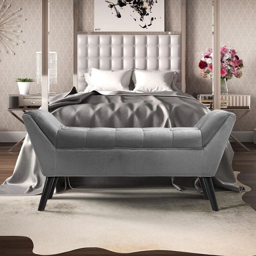 Modern grey velvet tufted bed - velvet,