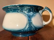 Pair of Vintage Chamber Pots - White and Blue with raised relief work decoration
