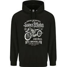 Super Motor Cafe Racer Motorcycle Biker Mens 80% Cotton Hoodie