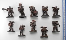 10 CHAOS SPACE MARINES Plastic Army Figures Painted Warhammer 40K 55