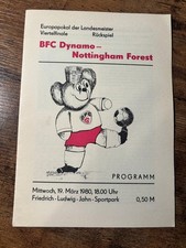 BFC Dynamo vs Nottingham Forest Football Match Programme 19th March 1980 German