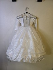 Fairy Dust White & Silver Ice Princess Dress Sz L(6X) w/ Hoop Skirt Childs 