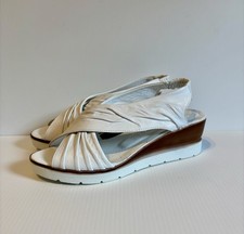 Pavers White Leather Wedge