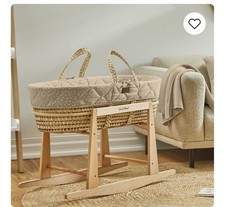 The Little Green Sheep Moses Basket, Mattress & Natural Rocking Stand  Ext Cond