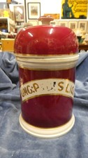 Antique Red Ceramic Apothecary Pharmacy Chemist Lidded Jar c.1870’s
