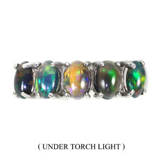 925 Sterling Silver Ring Oval Black Opal  Natural Gemstone Jewelry Sz 8