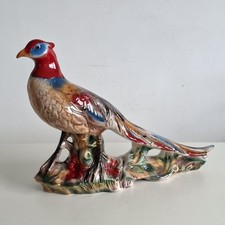 Large Porcelain Pheasant Figurine Hand Painted Multicoloured Vintage Decor