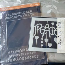 Clarity Stamps Groovi Parchment A4 Embossing Plates, Alphabet with peace stencil