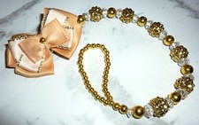 Gold Shamballa Bow Gem Crystal