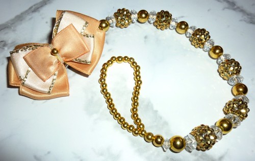 Gold shamballa bow - bow, crystal