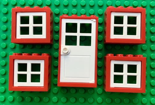 Lego windows door set white - door,
