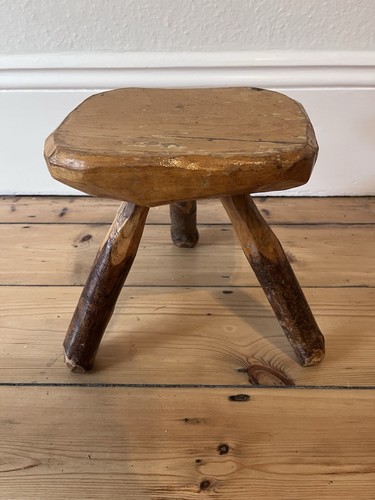 Rustic wooden milking stool - milking,