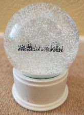 Large LONDON SOUVINEER SNOWGLOBE White Black SKYLINE London Eye Etc 13cm