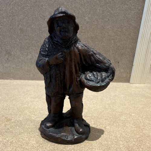 Brown fisherman figurine - brown,