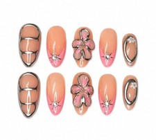 Pink Press On Nails, Medium